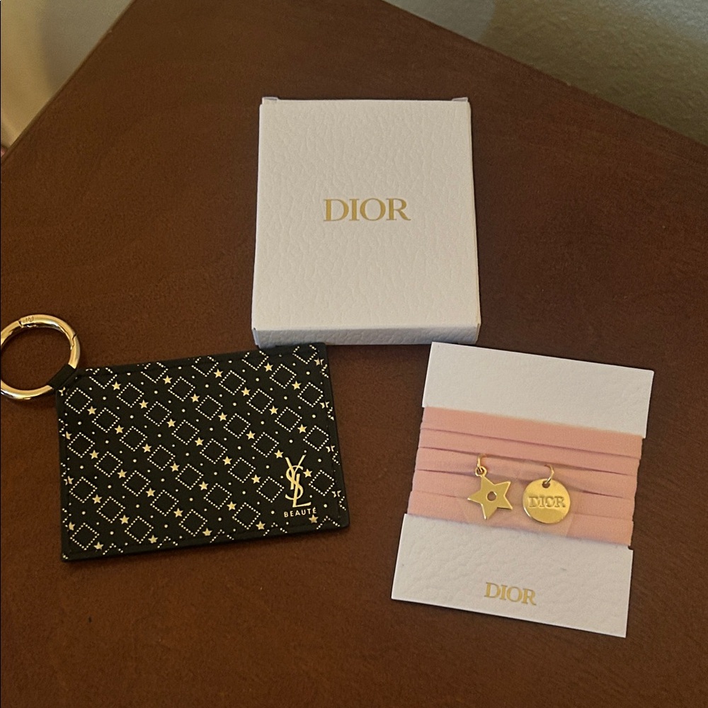 YSL  Black and Gold Key Holder w mirror And Dior gwp choker! Beauty line